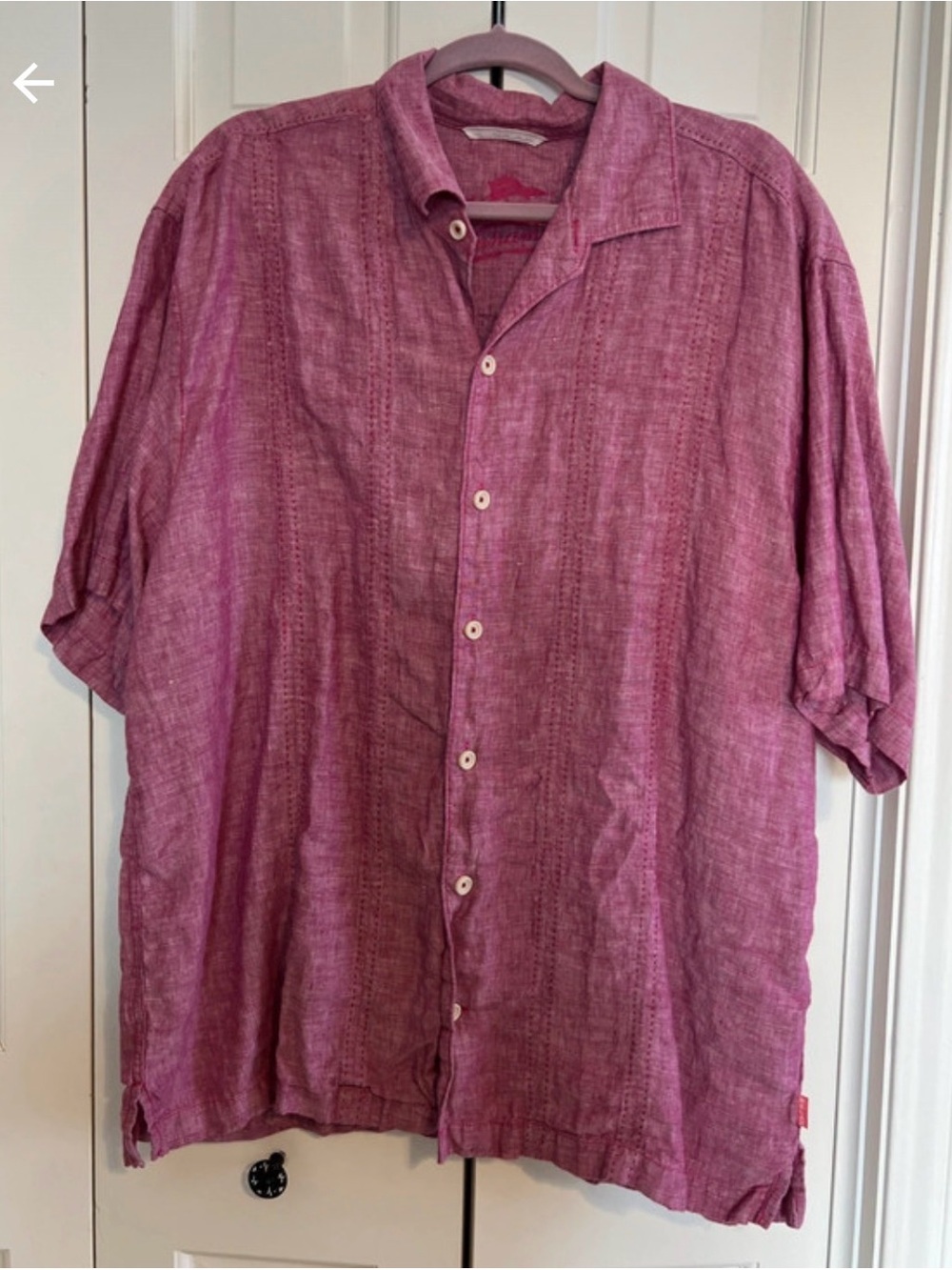 Tommy Bahama Pink Short-Sleeve Linen Button-Down Shirt XL